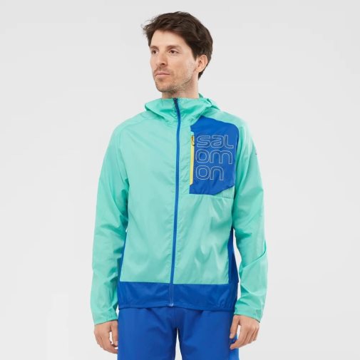 Turquoise / Blue Salomon Bonatti Cross Men's Windbreaker | PH 72104O